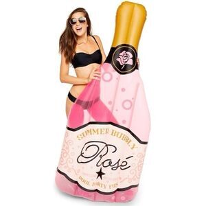 NWT BIGMOUTH Giant Rose Bottle Pool Float Party Beach 5 ft 8 in Float Shimmers